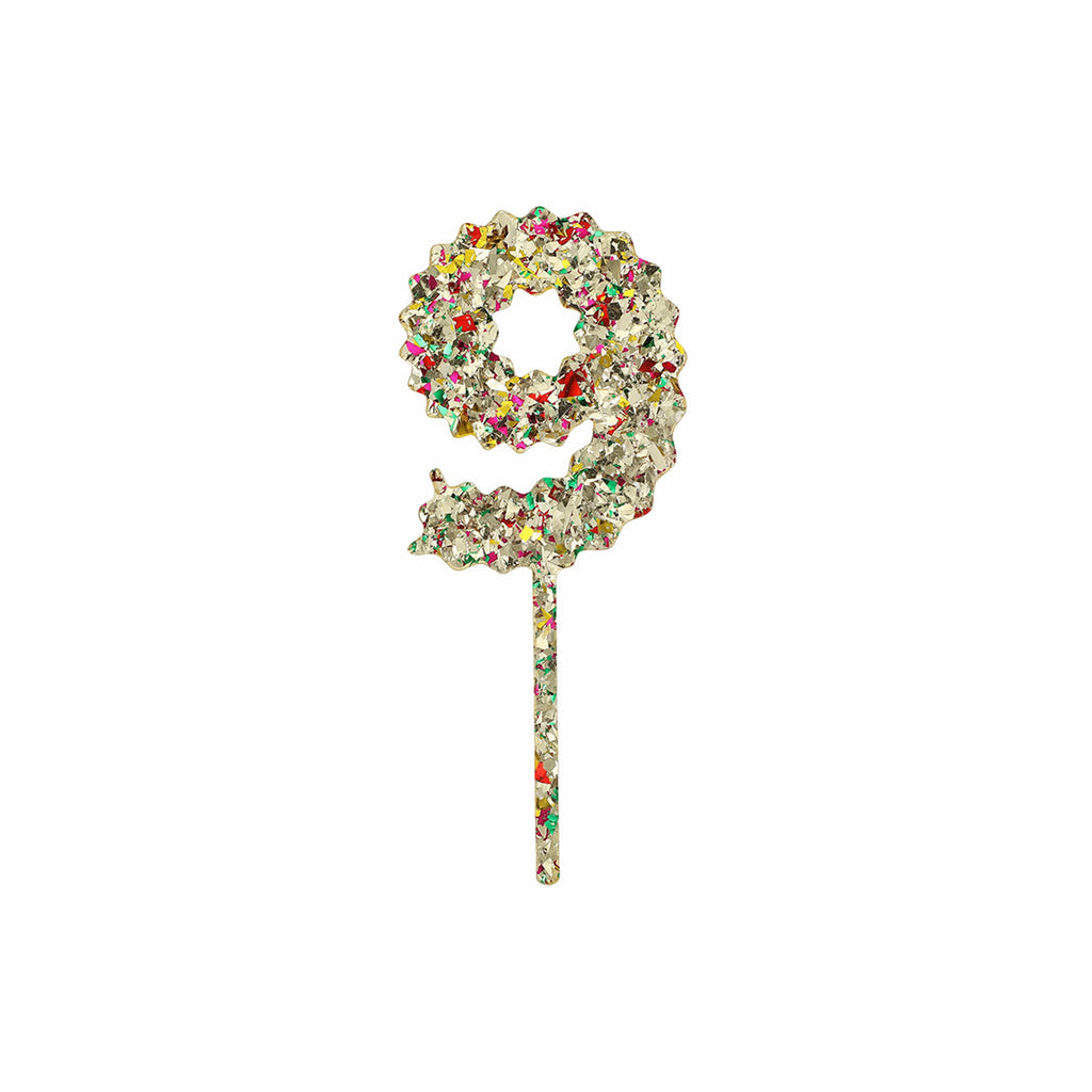 Gold Confetti Number Cake Toppers: 0-9