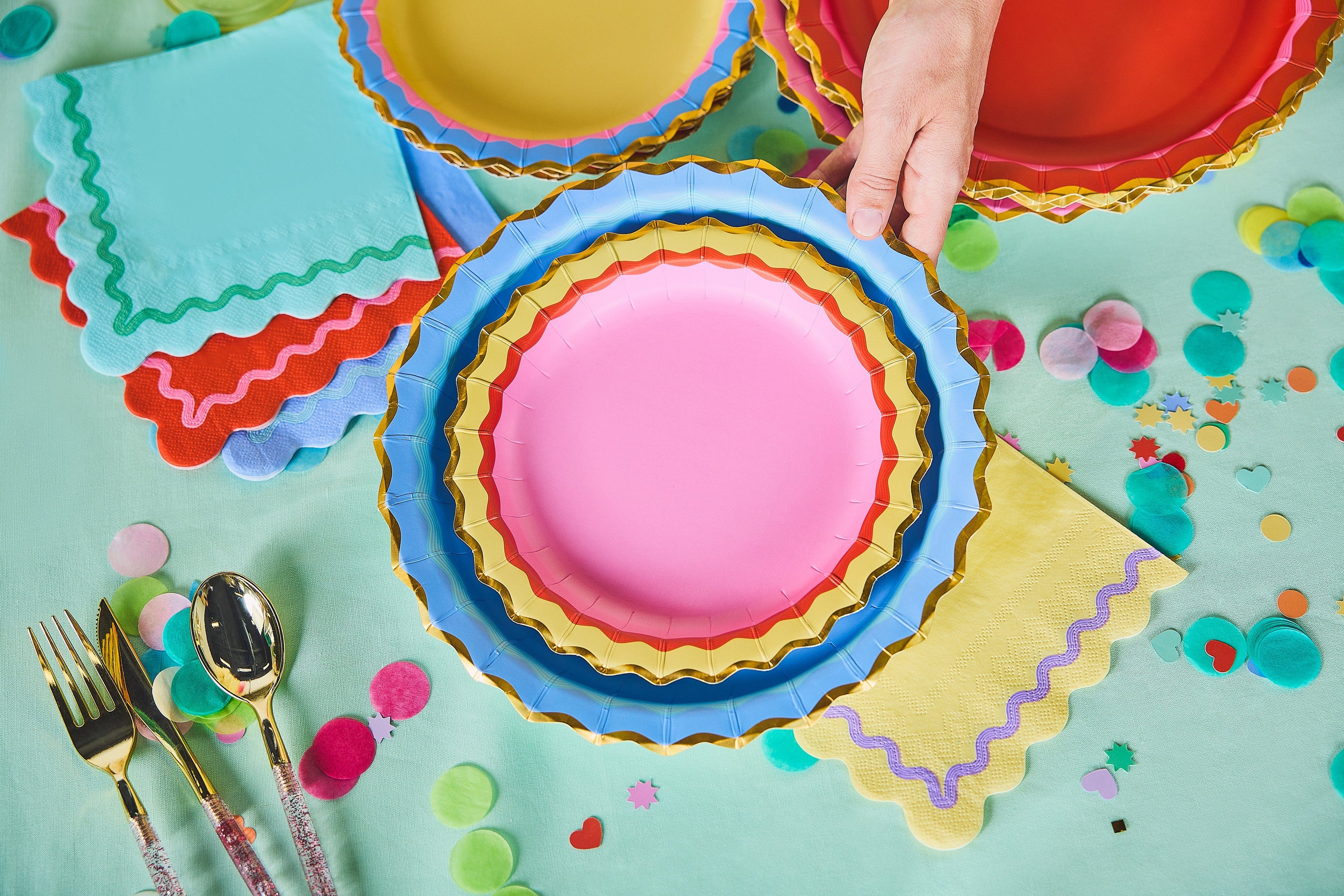 Rainbow Ric Rac Assorted Dessert Plates (10 count)