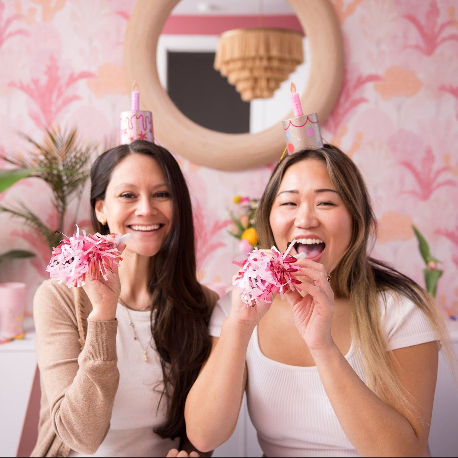 Pop of Pink Confetti Party Blowers (6 ct)